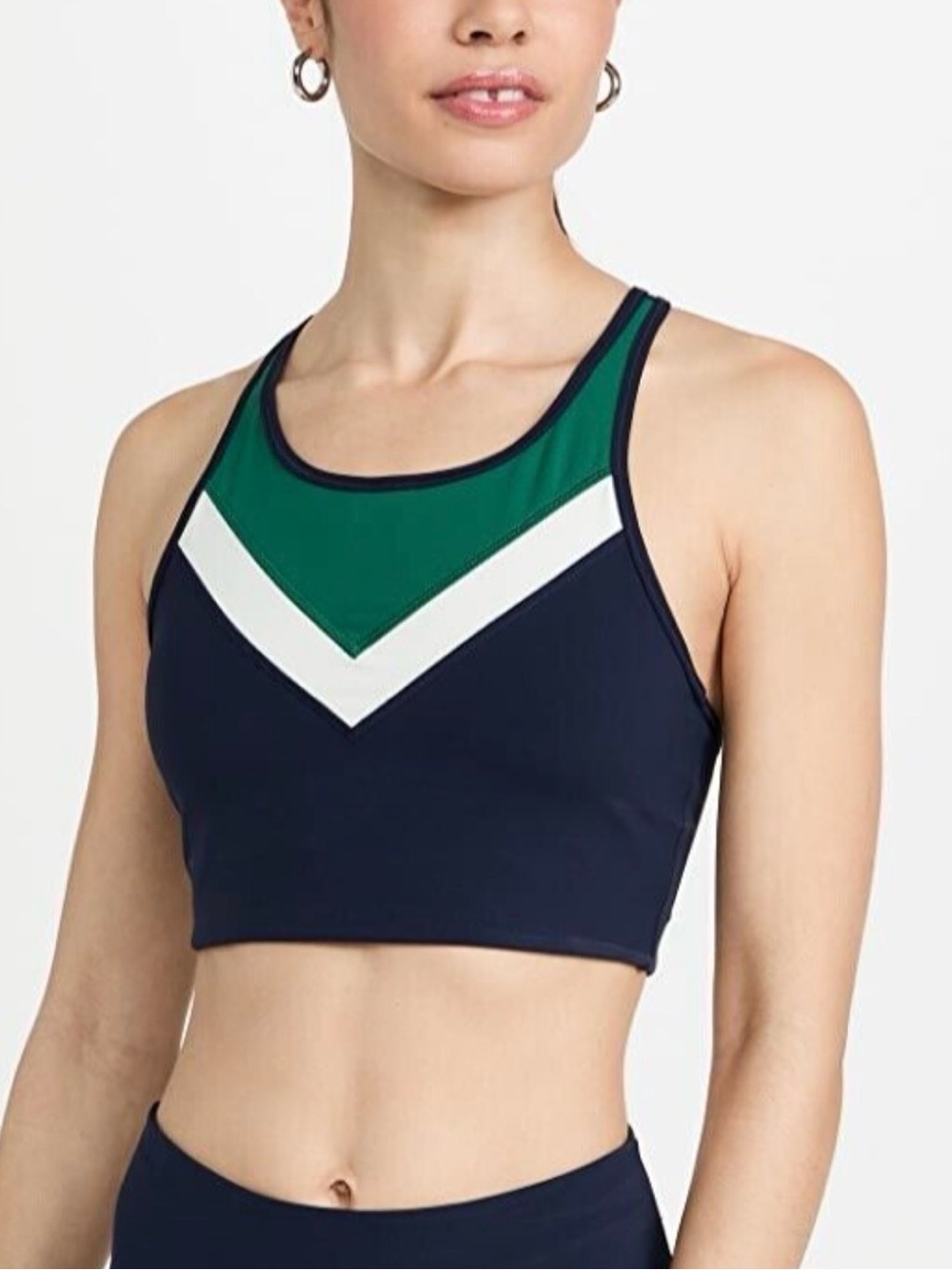 Tory Burch Sport chevron cropped tank sports bra navy blue evergreen small